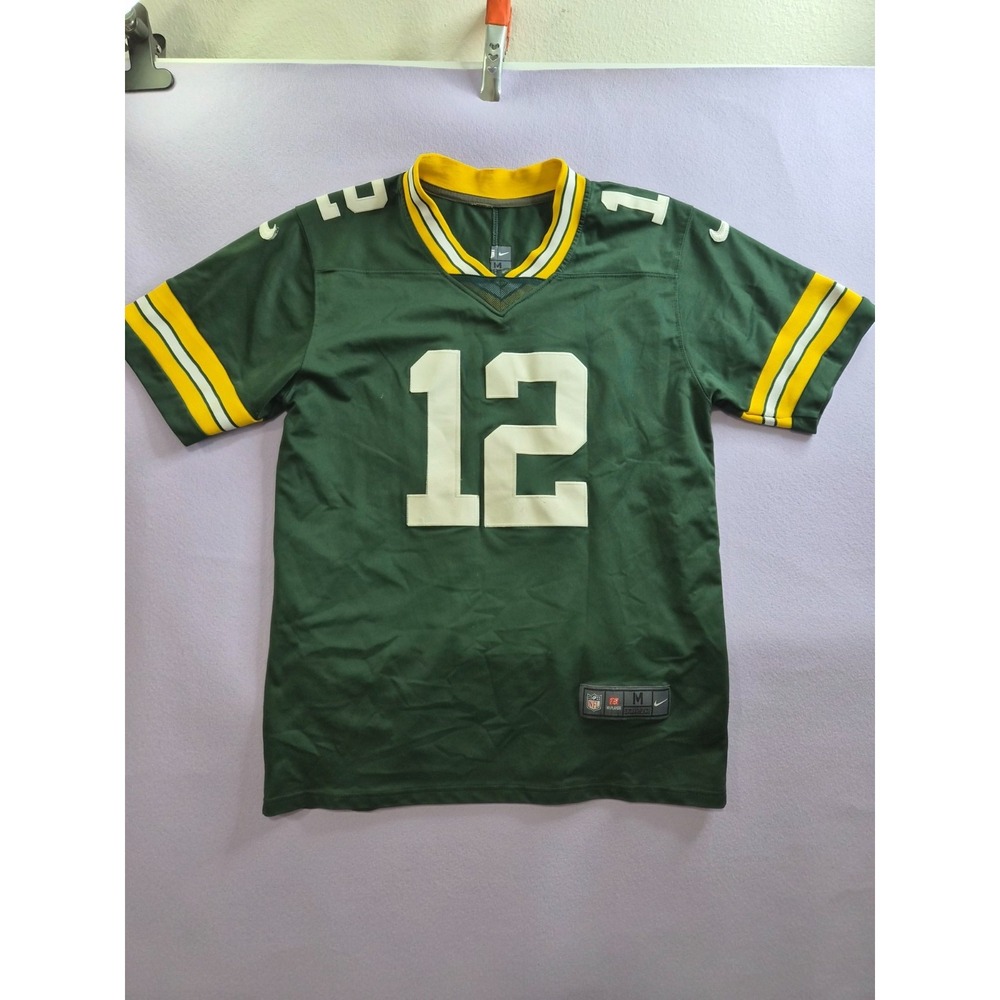 Green Bay Packers Jersey Mens Medium Green Aaron Rodgers #12 Nike Football NFL